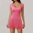 thumbnail image 3 of Summer for Women 2024 Club Backless Mini Square Neckline Short Sleeve Night Out A Line Hot Pink Plus Size Dress Sizes L, 3 of 7