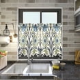 thumbnail image 4 of Yayeee Kitchen Curtains Tier Pair Light Filtering 27"x36" Rod Pocket Short Cafe Window Panel, Blue Floral Pattern, 4 of 7