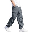 thumbnail image 7 of ATOGUTA Cargo Sweatpants for Boys Wide Leg School Uniform Pants Kids Elastic Waist Flowy Summer Beach Lounge Trousers with Pockets Size 7-16, Dark Gray, 7 of 7