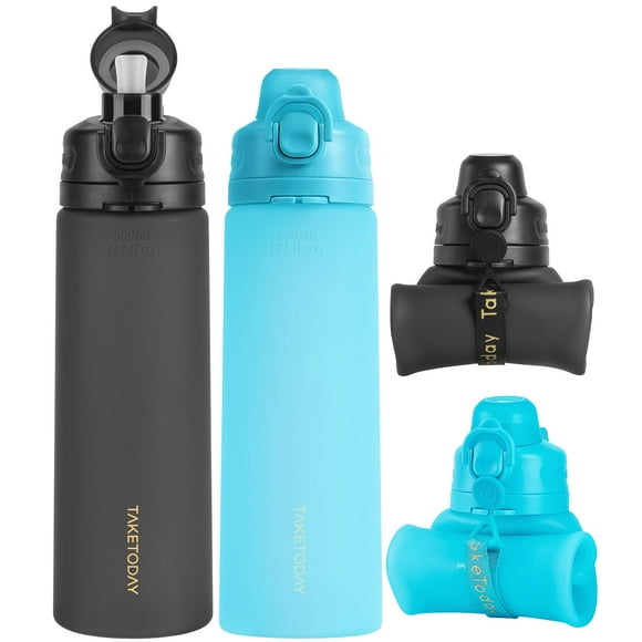 Botella de agua plegable TakeToday de 620 ml, 2 unidades, sin BPA