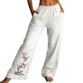 thumbnail image 3 of Delayuji Women's Linen Pants Embroidered Wide Leg Pant Trousers Breathable Loose Cotton Linen Pants, 3 of 6