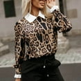 thumbnail image 6 of Fznquz Yellow Womens Tops Dressy Casual Long Sleeve 2025 Shirts Collared Leopard Print Formal Ladies Blouses, 6 of 9