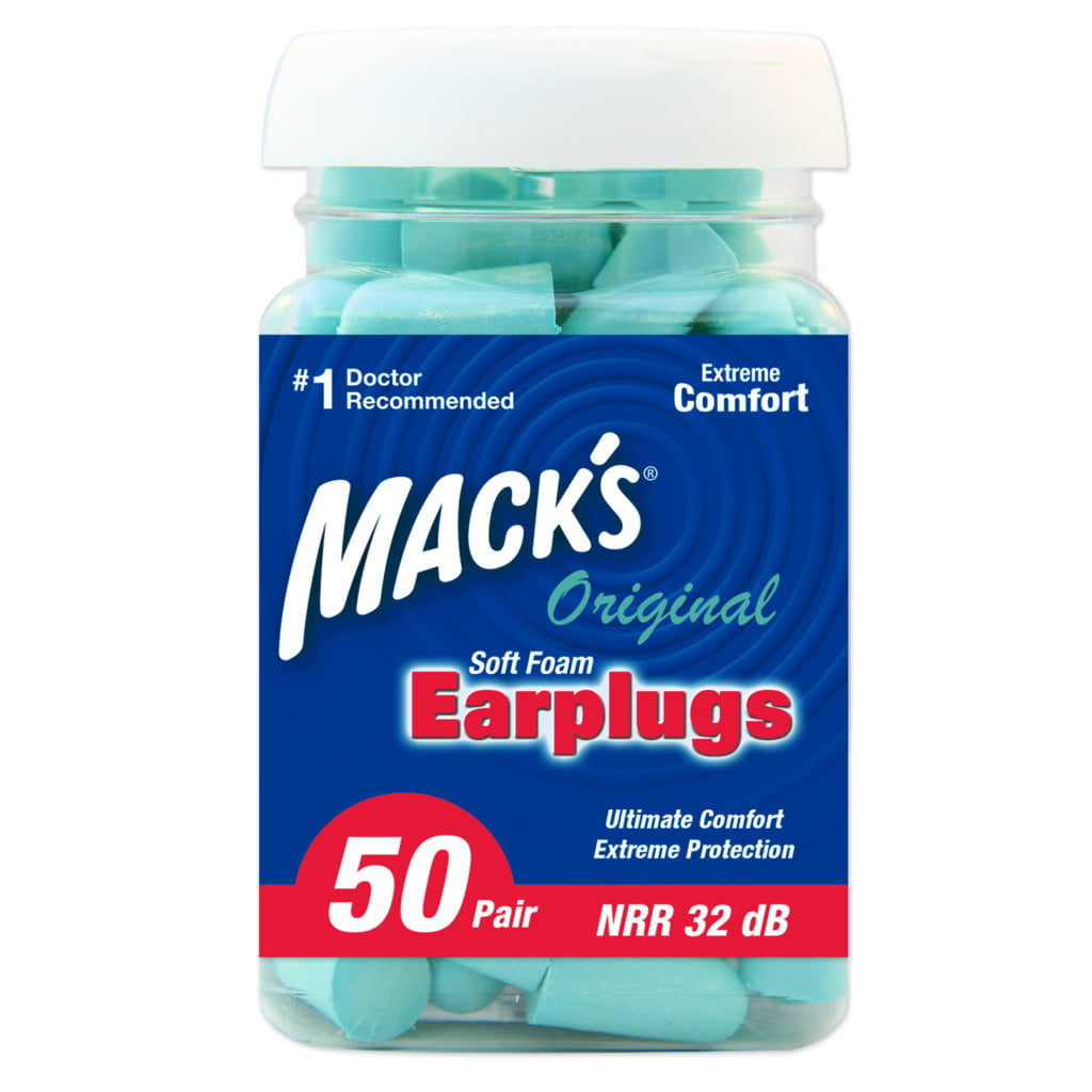 Macks Slim Fit Soft Foam Ear Plugs 50 Pair Jar Two Pack