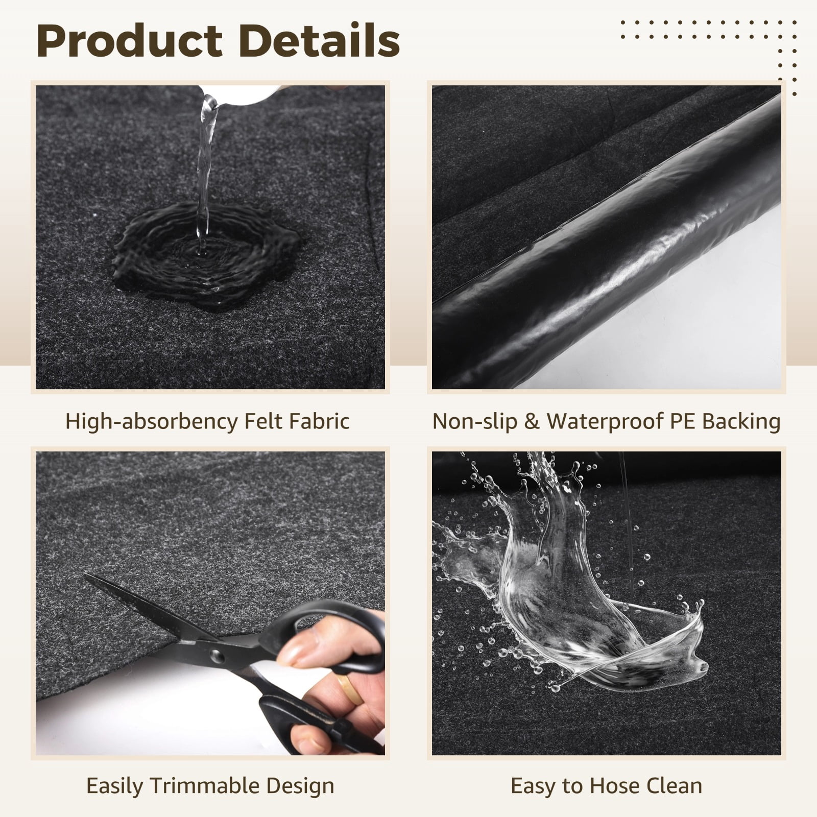 2 Pcs Oil Spill Mats, 36x60" Felt Oil-Absorbent Mats, Garage Floor Mats, Water-Absorbent Pads with Non-slip Backings, Washable Oil Drip Pads for Cars, Motorcycles, Lawn Mowers