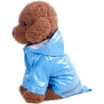 thumbnail image 1 of Impermeable para cachorros con capucha, chaqueta impermeable de PU, impermeable reflectante para perros y gatos, ropa (azul), 1 of 5