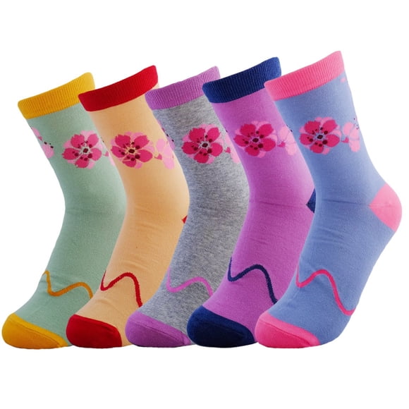 JOYCA et Co. 5 Paires de Chaussettes en Coton Mignonnes et Colorées pour Femmes Toutes Saisons (Sakura) Taille Unique