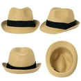 thumbnail image 2 of Comhats Summer Straw Sun Hats Panama Fedora Trilby For Men Women Packable Beach Hat Foldable Khaki Medium, 2 of 8