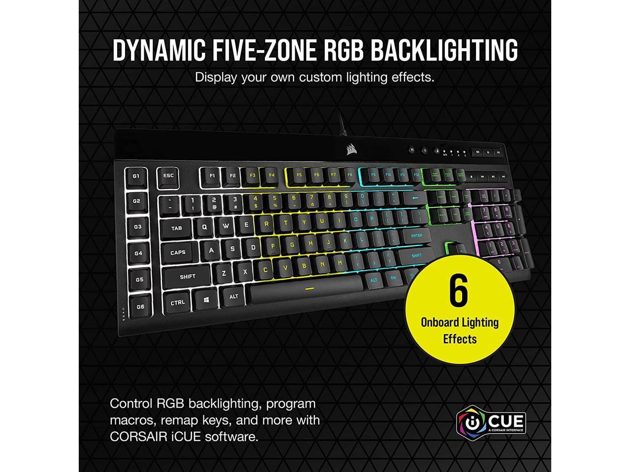 Corsair K55 RGB Pro Gaming Keyboard - Dynamic RGB Backlighting, Six Macro Keys with Elgato Stream Deck Software Integration