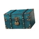 thumbnail image 2 of Cofre del tesoro pirata, caja de almacenamiento decorativa de madera, diseño vintage único para el hogar Verde Con Cerradura, 2 of 9