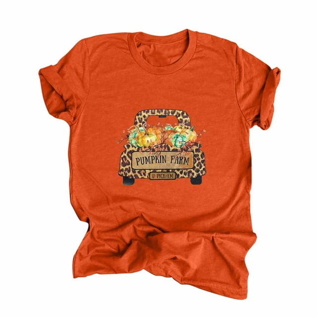 Camiseta de manga corta con estampado de Acción de Gracias informal para mujer Fridja zx2670