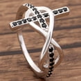 thumbnail image 3 of Cross Infinity Religion Ring Sterling Silver Black Cz Women Ginger Lyne Collection (9), 3 of 6