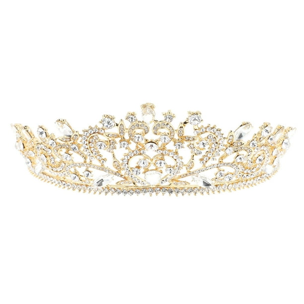 KAKOWELY Tiara de boda con corona de aleación de estilo barroco, brillante, para novia