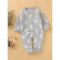 thumbnail image 2 of Aunavey Baby Girl Boy Sweater Toddler Long Sleeve Rabbit Jumpsuits Kid's Knitted Bunny Romper for Easter Outfit, 2 of 6