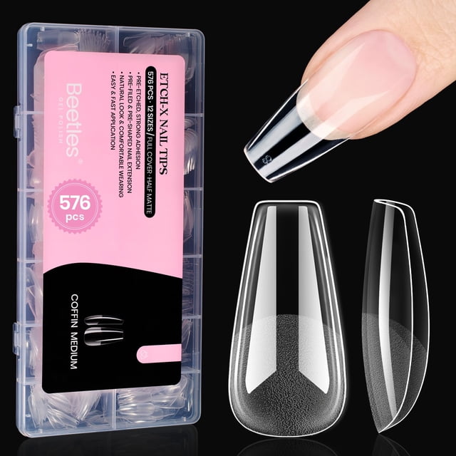 Set de puntas para uñas Beetles Gel Coffin Medium 576PCS Etch X