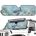thumbnail image 2 of FUIALDOLG Ocean Sea Turtle Windshield Sun Shade for Car Off-road Vehicle Auto SUV Truck Foldable Front Window Sunshade Sun Visor Protector Block UV Rays Reflect Heat, 52.95" x 16.14", 2 of 7