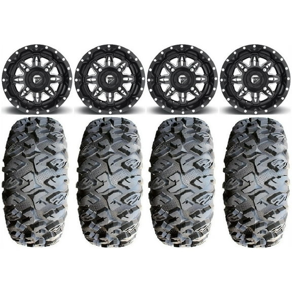Fuel Lethal Black 14" Wheels 30" MotoClaw Tires Kawasaki Mule Pro FXT