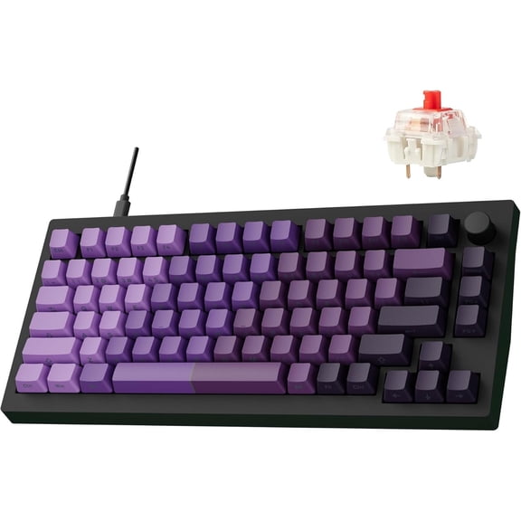 LEMOKEY X4 QMK Wired Mechanical Keyboard, 75% Layout South-Facing Red Backlit, Side-Printed Double-Shot PBT Keycaps with Linear Red Mechanical Switch for Windows