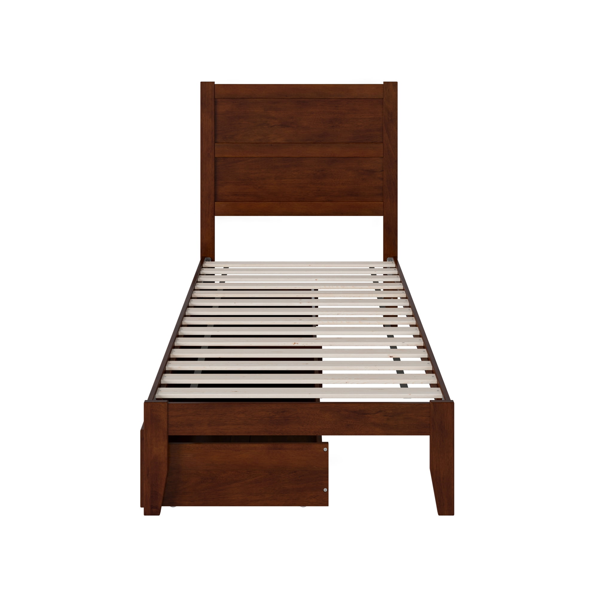 AFI NoHo 14" Twin XL Wood Platform Bed Frame with Set of 2 Storage Drawers, Walnut