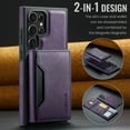 thumbnail image 2 of Detachable Wallet Compatible with Magsafe Wireless Charing for Samsung Galaxy S24 Ultra Case with Card Holder Magnetic Snap, RFID Blocking Kickstand 2 in 1 Shockproof Case for S24 Ultra, Purple, 2 of 10