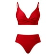thumbnail image 3 of Clearance Sales Swimwears Tankinis Set Summer Saving Two Piece Swimsuits Women Vintage Front Two Ruched Swimwears Bathing Suit Tie String Thong Bikini Set for Women, 3 of 6