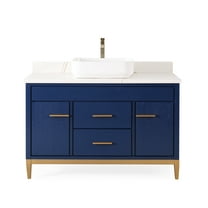 48 Inch Tennant Brand Navy blue vessel sink style bathroom vanity