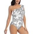 thumbnail image 3 of Sikiie Sea Turtle Print Women One Piece Swimsuits Tummy Control One Shoulder Bathing Suits Ruffle Swimwear, From S to XXL-Large, 3 of 6