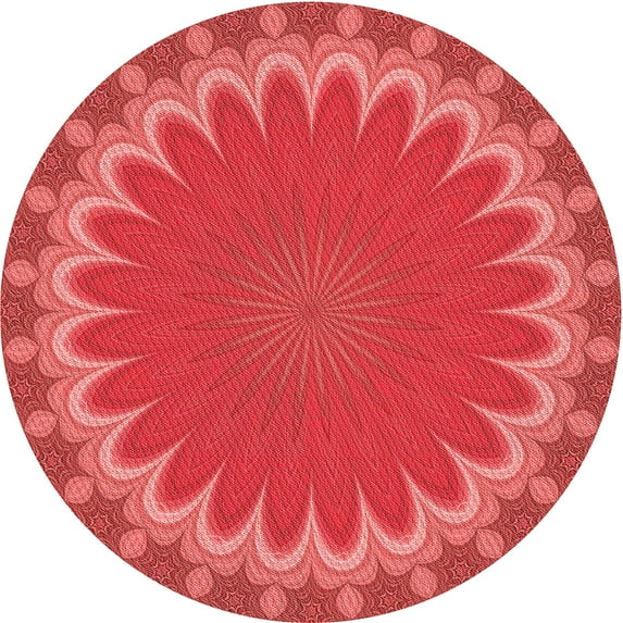 Ahgly Company Indoor Square Patterned Ferrari Red Area Rugs, 3' Square