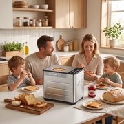 SHOUFTW 20-in-1 2LB Automatic Bread Maker Machine with 3 Loaf Sizes, 3 Crust Colors, 12H Timer and Nonstick Pan, Silver