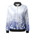 thumbnail image 4 of Women's Bomber Jacket Causal Floral Zip Up Long Sleeve Coat with Pockets 2025 Lightweight Loose Fall Fashion Outerwear Cardigan, 4 of 5