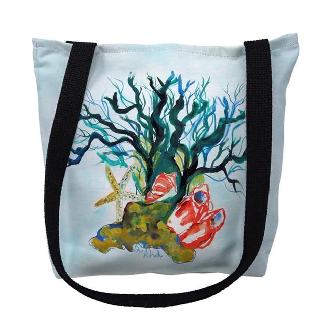 Betsydrake TY1092G 18 x 18 in. Starfish Coral Shells Tote Bag - Large