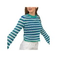 thumbnail image 4 of Sunloudy otoño mujer suéter de punto a rayas ganchillo recorte Casual manga larga cuello redondo pulóver Tops Streetwear Sunloudy  S M L XL, 4 of 9