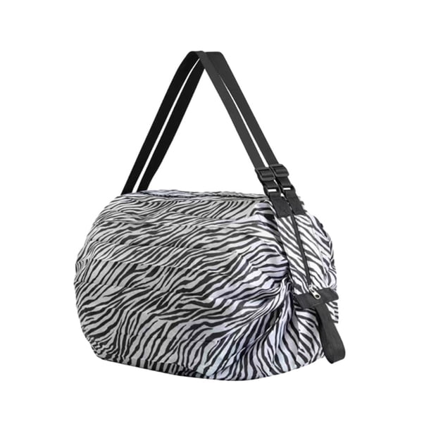 Bewildely Bolsas de almacenamiento plegables para viaje, bolsa de compras ligera inteligente para viaje, bolso de playa Almacenamiento y organización del hogar estampado de cebra