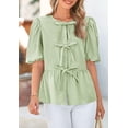 thumbnail image 3 of Blusa PRETTYGARDEN Camisa a rayas con lazo en la parte delantera para mujer 2025, 3 of 9