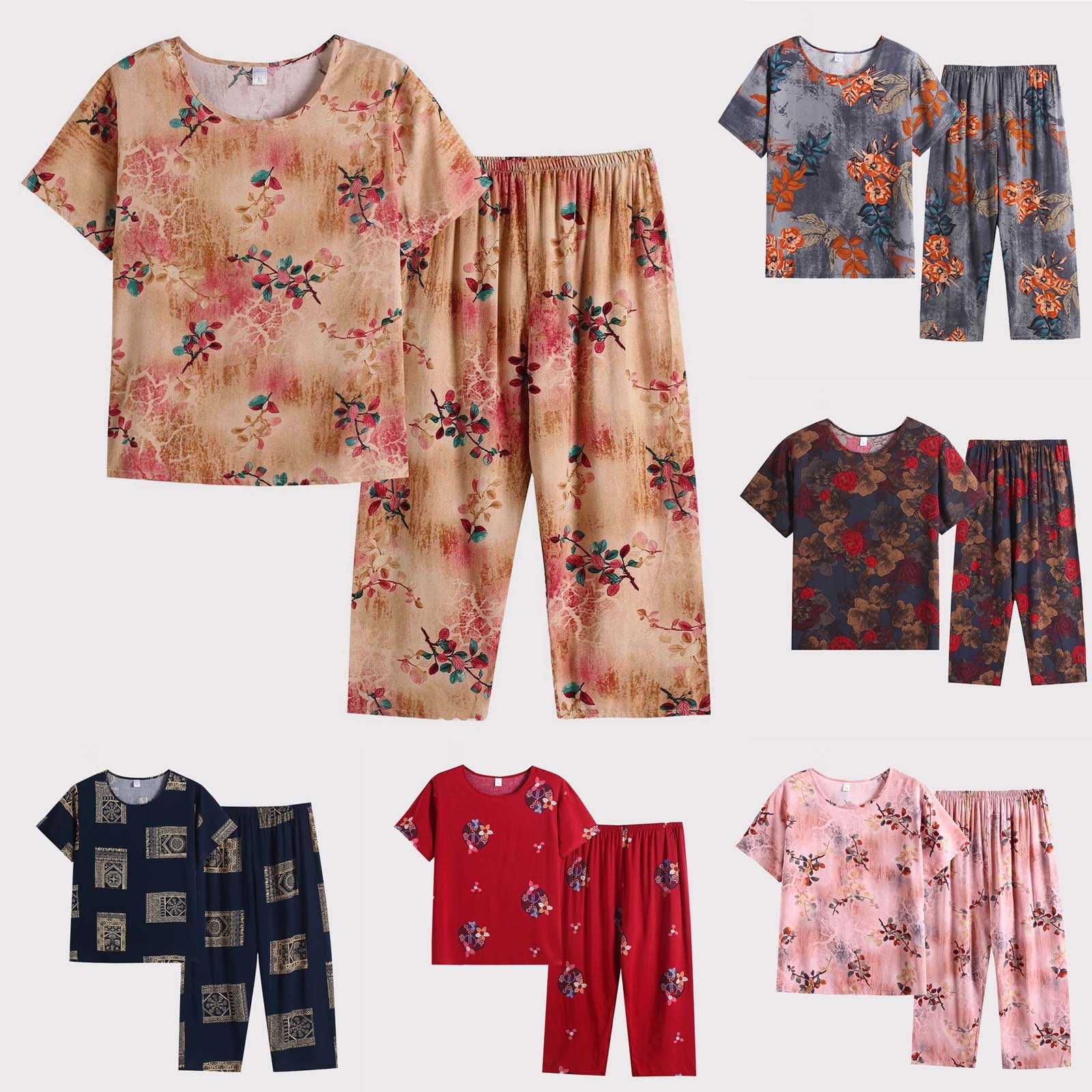 YanHoo Pajamas Sets for Women 2 Piece Linen Vintage Summer