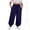 Navy, variant on Plus Size Womens Baggy Wide Leg Pants Elastic Waist Loose Palazzo Harem Pants Loose Fit Tapered Fleece Lined Active Sweatpants with Pockets