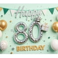 thumbnail image 3 of Elegant Crown Happy Birthday Banner Decorative Milestone 80th Celebration for Birthday Party Event Indoor, 3 of 7