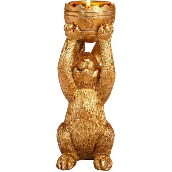 Easter Gold Bunny Candle Holder, Vintage Candlestick Decor, Set of 2 Rabbit Taper Candle Holders for Home Table Centerpiece