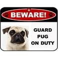 thumbnail image 2 of LED Light Up Red Flashing Blinking Attention Grabbing Laminated Dog Sign Beware Guard Pug (Tan) on Duty Yard Fence Gate, 2 of 5