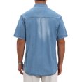 thumbnail image 3 of INSPIRE CHIC Men's Denim Chest Pockets Western Retro Short Sleeve Shirts M Light Blue, 3 of 5