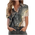 thumbnail image 2 of WQNVRNR Womens Print Shirt- Short Sleeve Vacation Summer Casual Collared Tops Khaki Size XL, 2 of 6