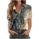 thumbnail image 3 of TaTaai Women's Random Print Short Sleeve Button Front Collared Shirt Top Loose Fit Summer Casual Blouse Versatile Plus Size Gift, 3 of 6