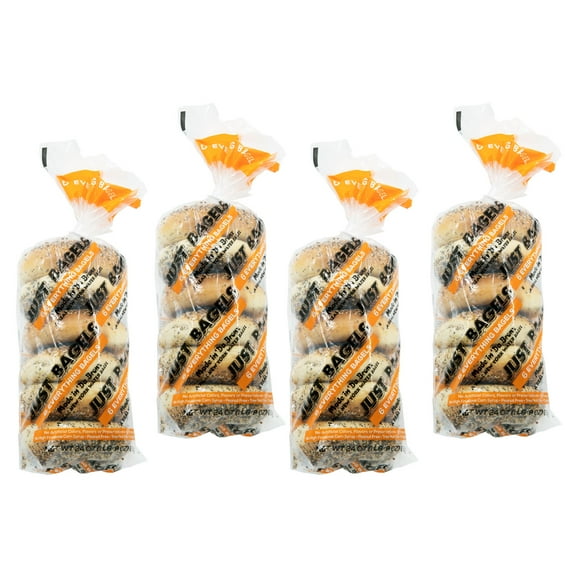 Just Bagels - Everything Bagels - 24 Count (4 six packs), 24oz Bag - Non-GMO - All Natural - NY Bagels