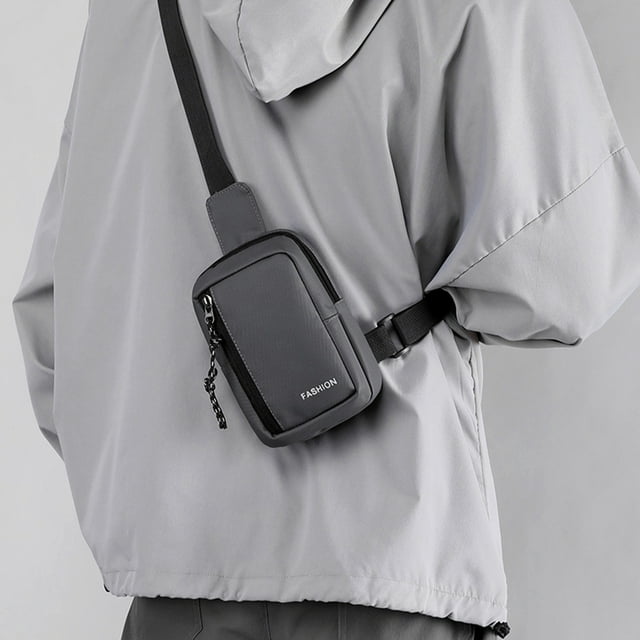 Bolsa de hombro para hombres gris, bolsa casual de viaje al aire libre, nylon, gran capacidad, multifuncional, bolsa de calle para hombres