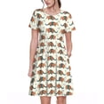 thumbnail image 1 of Bixox Robe d'Été à Manches Courtes pour Femmes Robe Ample Longueur Genou avec Poches-Coloré, 1 of 7