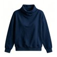 thumbnail image 5 of Tqcoqu Women's Solid Turtleneck Pullover Sweatshirt,Drop Shoulder Long Sleeve Side Pockets Loose Casual Tops For Fall Winter,Navy Women's S-XXL, 5 of 5