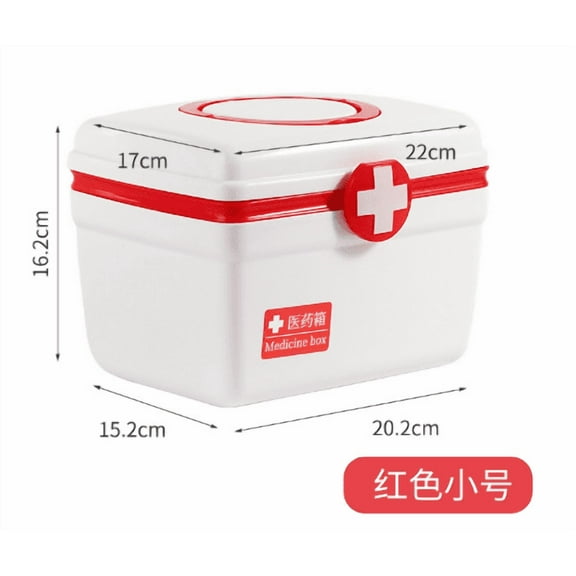 Double Layer Medicine Organizer with Removable Compartments - Portable & Home First Aid Storage Box, Dustproof Plastic Medicine Case, Red (Multiple Sizes)