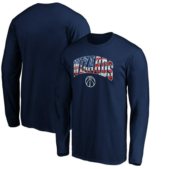 Men's Navy Washington Wizards Banner Wave Long Sleeve T-Shirt