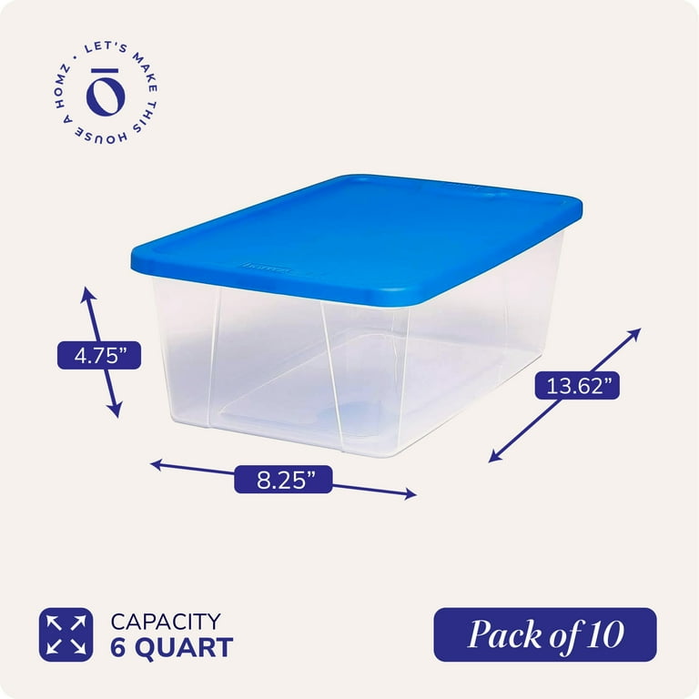 Homz 6 Quart Plastic Storage Container, Stackable, Durable Clear
