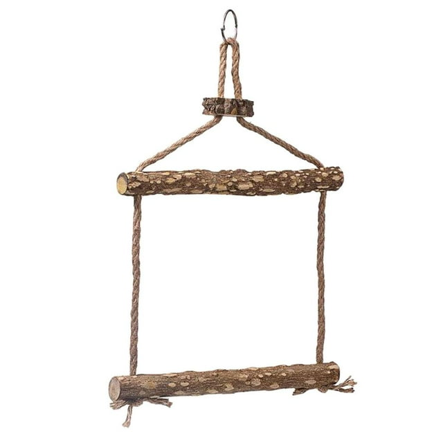 Parque infantil de madera natural para mascotas, columpio para pájaros, loro, Yuyangstore columpio de pájaro