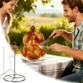 thumbnail image 2 of Stainless Steel Turkey Chicken Fryer Accessory Kit With Lifter Hook Vertical Skewer Holder Base For Deep Frying Pot Grill BBQ, 2 of 8